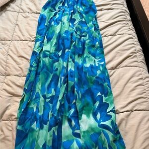 SHEIN Blue and Green Floral Jumpsuit
